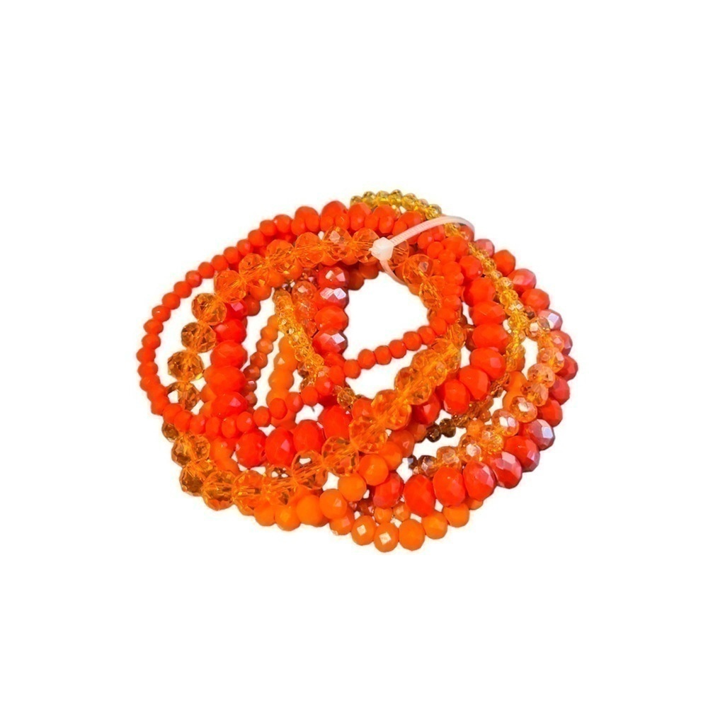 Bracelet set of 9. Stackable and stretchy. Orange. NWT
